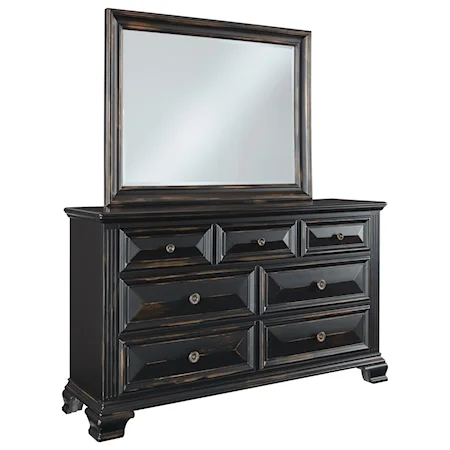 Regal Dresser and Mirror Set with Crown Molding